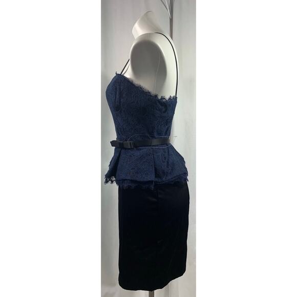 50% OFF Kate Young Peplum Dress Blue Lace Spaghetti Strap - Picture 2 of 7